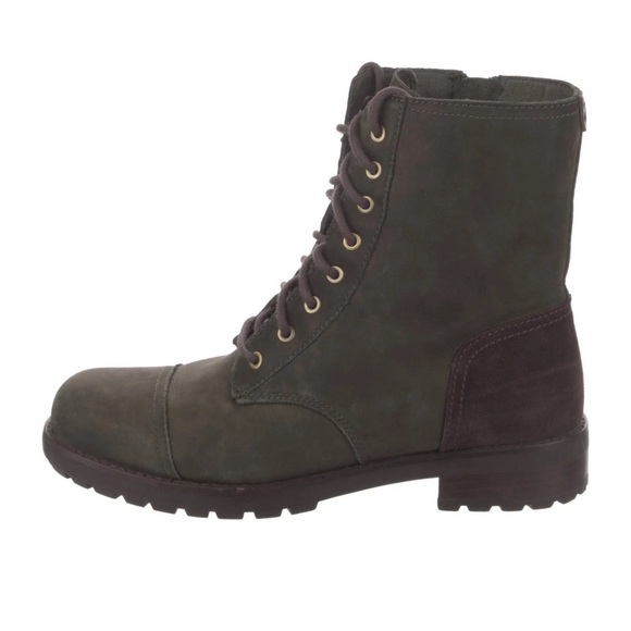 UGG Olive Green Brown Colorblock Suede Kilmer Combat Boots Size 8.5 - Picture 1 of 7